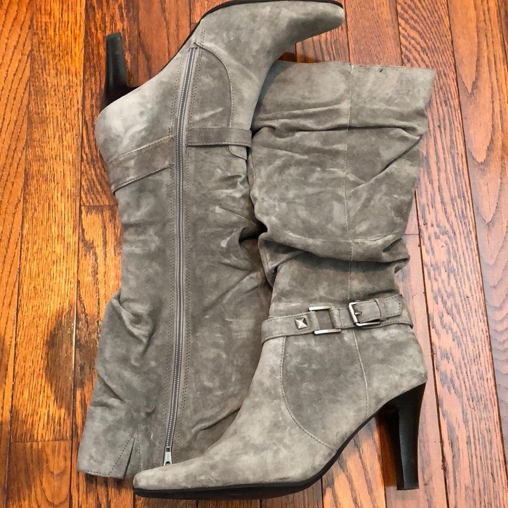 Gray suede belted boots!  By white Mountain